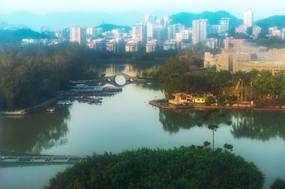 福州西湖公園俯瞰。2019年9月,福州三坊七巷游覽拍攝。